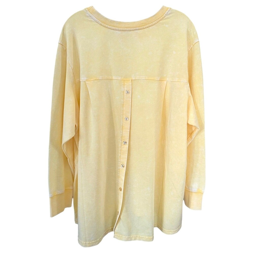 Jane & Delancey Women's Garment Dye Blouse Top Long Sleeve Plus Size 1X Yellow - Picture 2 of 8